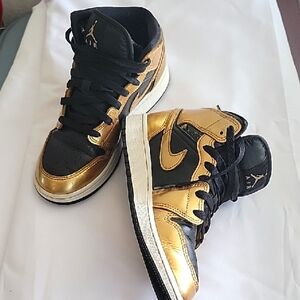 Nike Kids Black and Gold High-Top Sneakers
